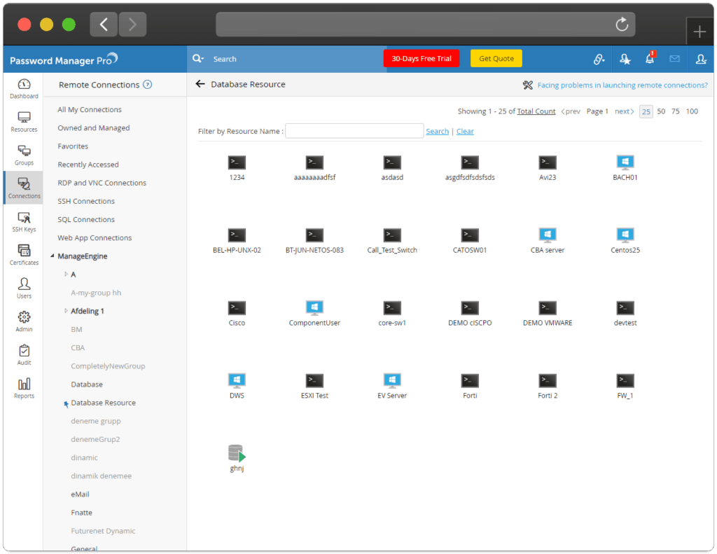 password manager pro vnc login