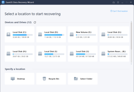 EaseUS-Data-Recovery-Free-Screenshot-for-select-a-location